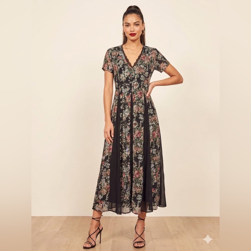 VNTG 90s Romantic Floral Cottage core Dress Crinkle BOHO Whimsygoth Witchy Small